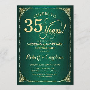 35. Hochzeitstag - Green Gold Damaskus Einladung