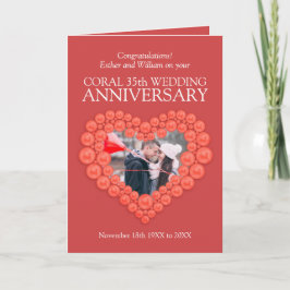 35. Hochzeitstag in Korallenorange, individuelles Karte