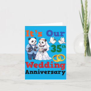 35. Hochzeitstag Panda-Paare Zusammen Karte