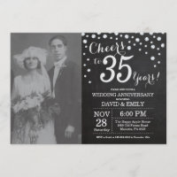 35. Hochzeitstag Schwarzes Silber Chalkboard