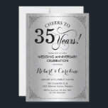 35. Hochzeitstag - Silberschwarzer Damast Einladung<br><div class="desc">Einladung zum 35. Hochzeitstag. Elegantes Vintages Design mit Damast-Muster und Imitat Glitzer Silber. Enthält einen schwarzen Script-Schriftart. Bis 25 Jahre! Kann in jedem Heiratsjahr personalisiert werden! Nachricht,  wenn Sie weitere Anpassungen benötigen.</div>