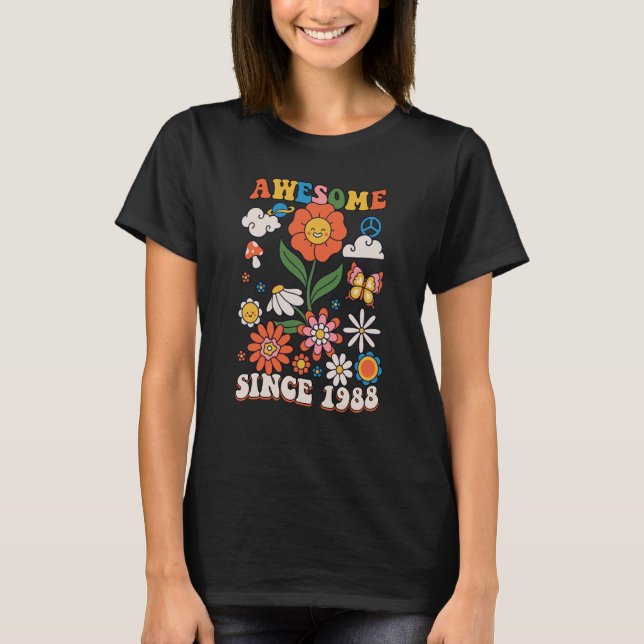 35 Jahre alt Phantastisch seit 1988 Groovy Retro 3 T-Shirt (Vorderseite)