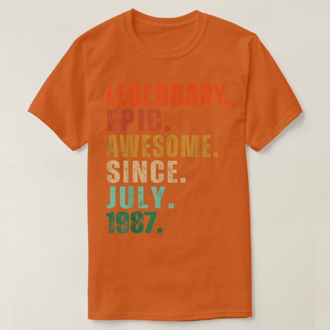 35 Jahre alter Witz Phantastisch seit Juli 1987 35 T-Shirt (Design vorne)