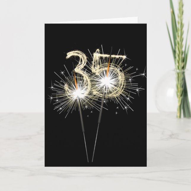 35. Jahrestag Sparklers auf schwarz Karte (Vorderseite)