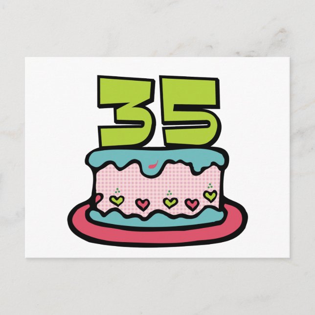 35-jähriger Geburtstagskuchen Postkarte (Vorderseite)