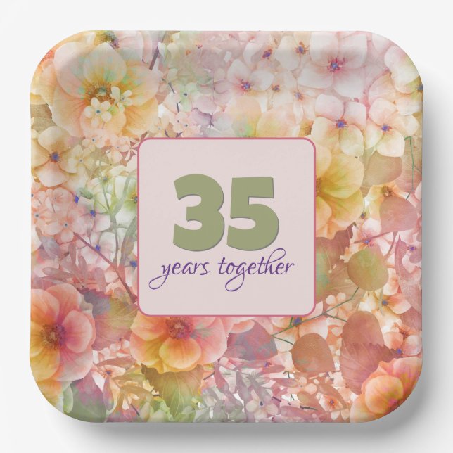 35-jähriges Cosmos Floral Design Pappteller (Vorderseite)