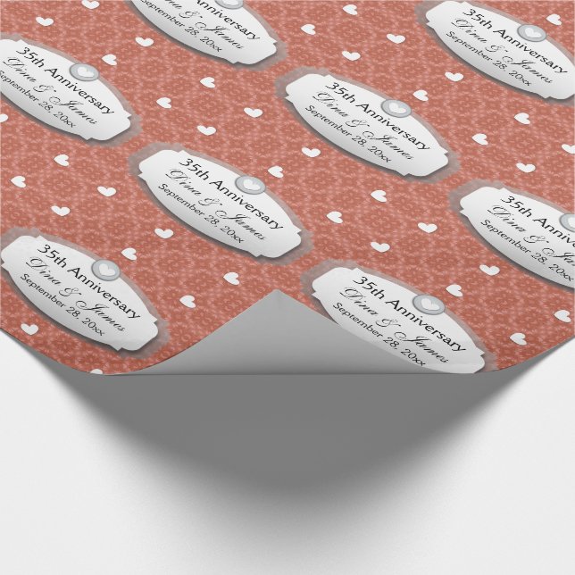 35-jähriges Hochzeitstag Koral Z22 Geschenkpapier (Ecke)