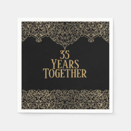 35. Jubiläum Gold Lace auf Black Napkins Serviette