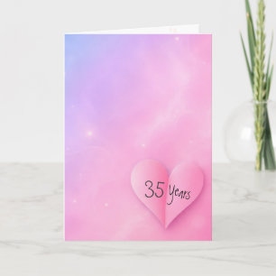 35. Jubiläum Rosa Gefaltetes Herz Karte