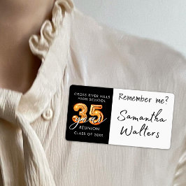 35. Klasse Wiedersehen Black Orange Name Tag Erinn