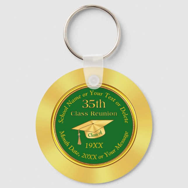35. Klasse Wiedersehen Geschenke, Grün und Gold, W Schlüsselanhänger (Vorderseite)