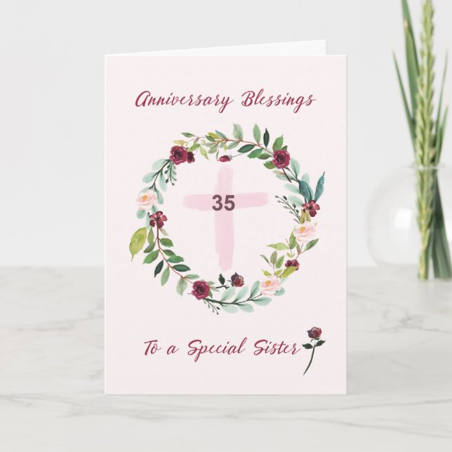 35. Nun, religiöse Schwester Jahrestag Segnungen Karte (Vorderseite)