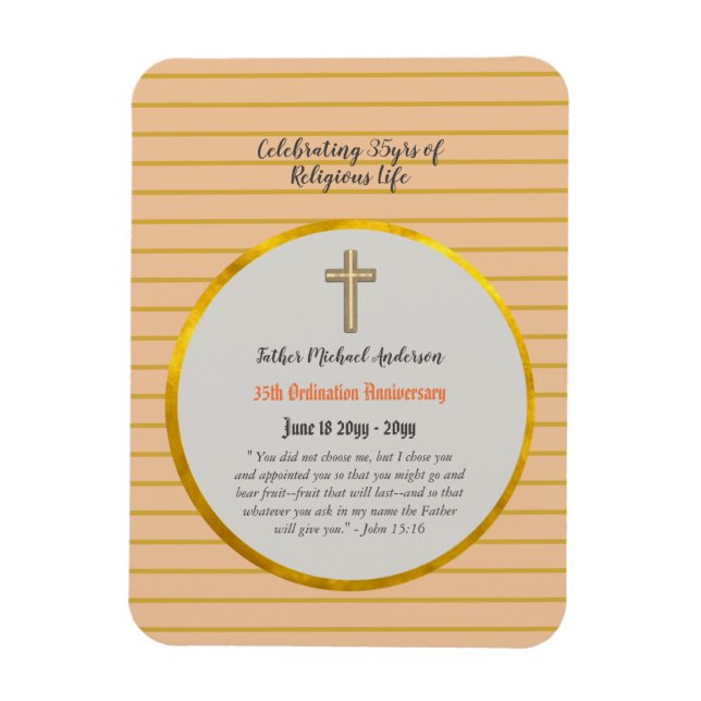 35. Ordination Jubiläum Priester Saphire Gold Magnet (Vertikal)