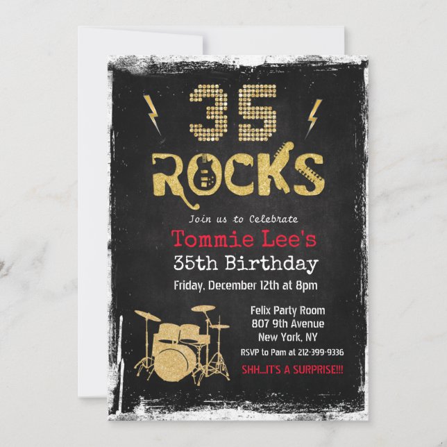 35 Rocks Rock Star Invitation Anniversaire (Devant)