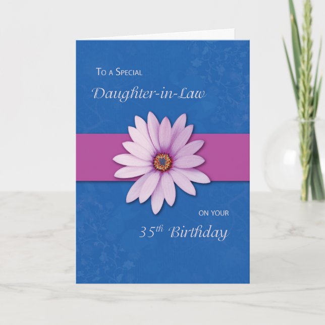 35. Schwiegertochter Geburtstag Daisy Pink Lila Karte (Vorderseite)
