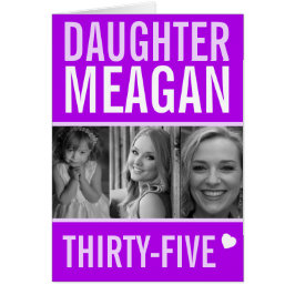 35e anniversaire trois photos fille violette