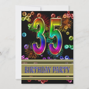 35e fête d'anniversaire Invitation avec bulles