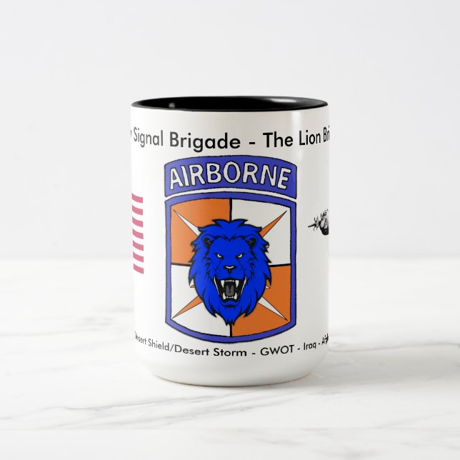 35th Signal Brigade Historic Coffee Mug #1 Zweifarbige Tasse (Mittel)