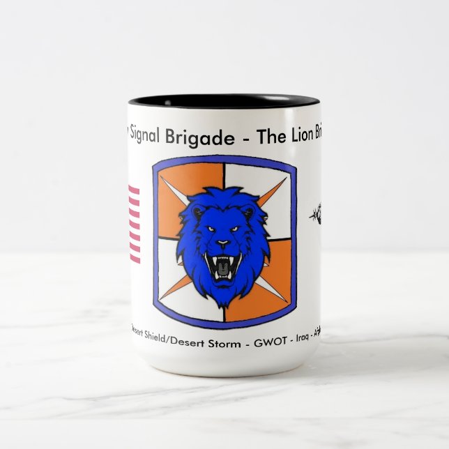 35th Signal Brigade Historic Coffee Mug #2 Zweifarbige Tasse (Mittel)