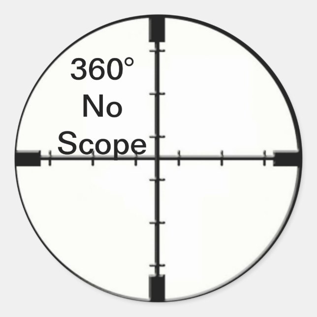 360 No Scope Video Game Joke Crosshairs FPS Runder Aufkleber (Vorderseite)