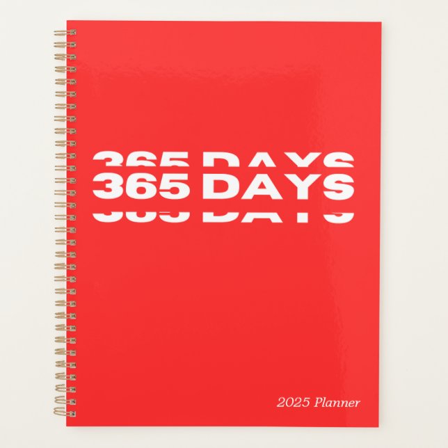 365 Tage Rot 2025 Planer (Vorderseite)