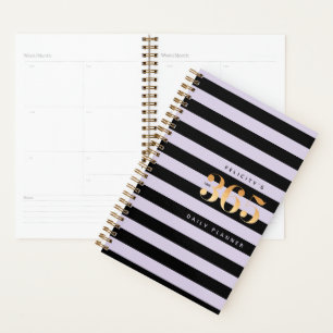 365 Tagesplaner Chic Gold Lilac & Black Strip Planer