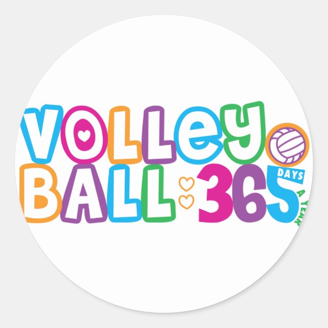 365 Volleyball Runder Aufkleber (Vorderseite)
