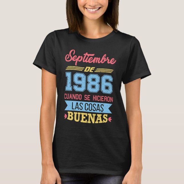 36 Años Mujer Regalo Cumpleaños September 1986 T-Shirt (Vorderseite)