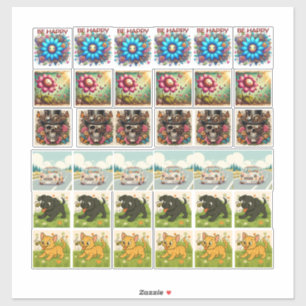 36 Autocollants assortis steampunk et animaux