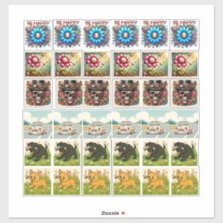 36 Autocollants assortis steampunk et animaux