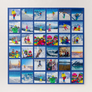 36 Foto-Raster-Collage Dunkelblau