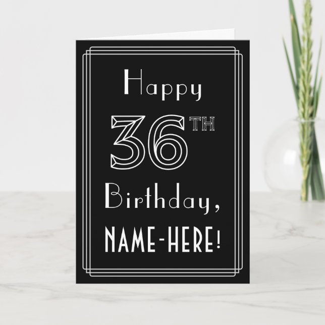 36. Geburtstag: Art Deco Stil # 36 & Individuelle  Karte (Vorderseite)