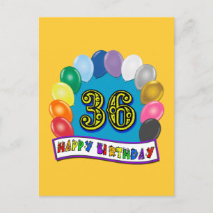 36. Geburtstag Balloons Design Postkarte