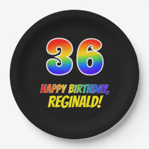 36. Geburtstag: Bold, Fun, Simple, Rainbow 36 Pappteller