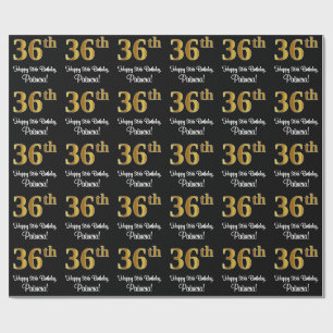 36. Geburtstag: Elegantes Luxuriöse Imitate Gold  Geschenkpapier