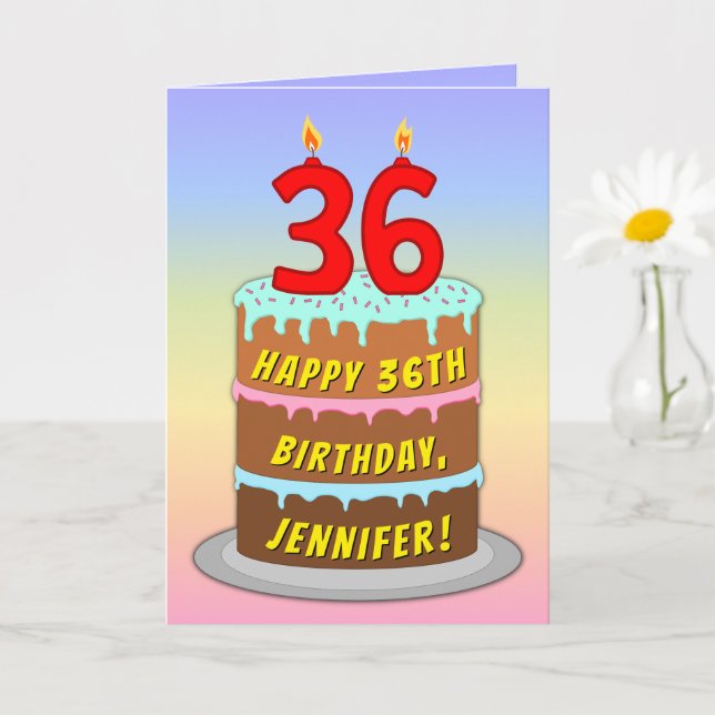 36. Geburtstag — Fun Cake & Candles, w/Individuell Karte (Kleine Pflanze)