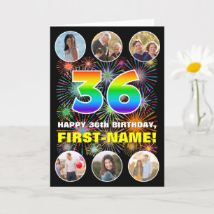 36. Geburtstag: Fun Rainbow #, Individuelle Name & Karte