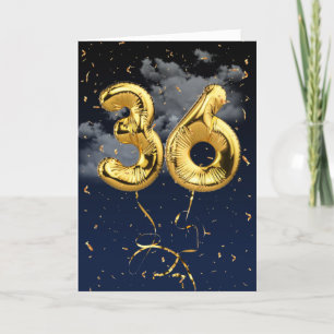 36. Geburtstag Gold Mylar Ballon und Confetti Card Karte