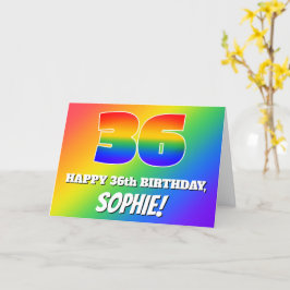 36. Geburtstag: mehrfarbiges Regenbogenmuster # 36 Karte