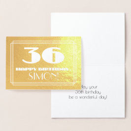 36. Geburtstag: Name + Art Deco Inspiriert Look "3 Folienkarte