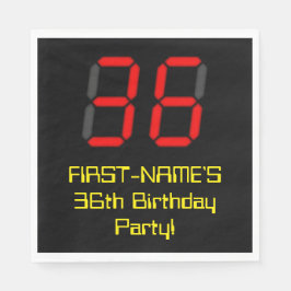 36. Geburtstag: Red Digital Clock Style "36" + Nam Serviette
