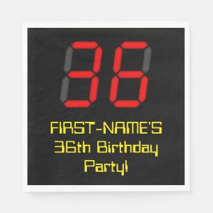 36. Geburtstag: Red Digital Clock Style "36" + Nam Serviette