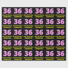 36. Geburtstag: Rosa Streifen und Herzen "36" + Na Geschenkpapier