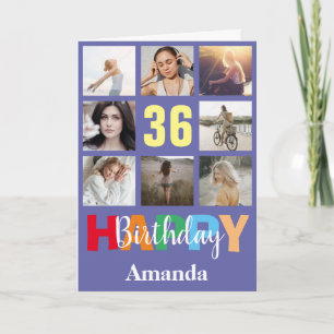 36. Happy Birthday Foto Collage Modern Karte