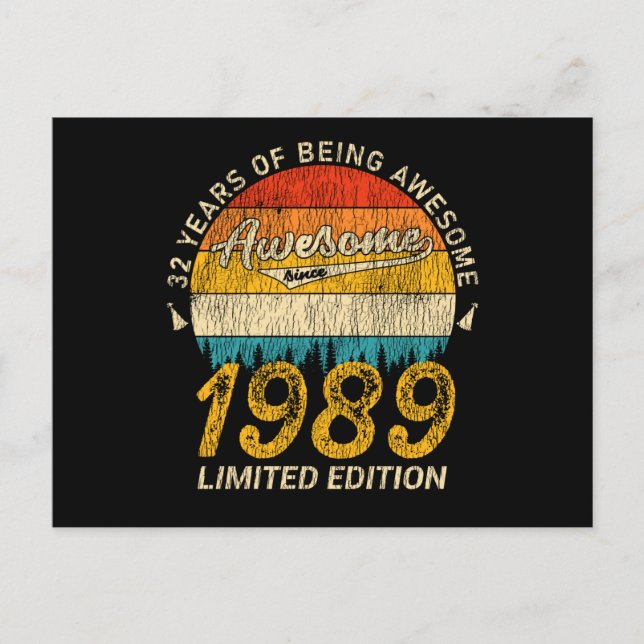 36 Jahre alt 1989 Retro Phantastisch 36. Geburtsta Postkarte (Vorderseite)