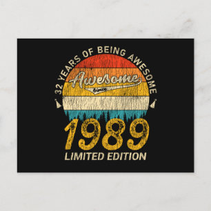 36 Jahre alter 1989 Retro Awesome 36. Geburtstagsg Postkarte