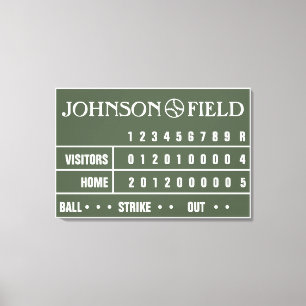 36" x 24" Baseball Scoreboard ummantelte Canvas Leinwanddruck