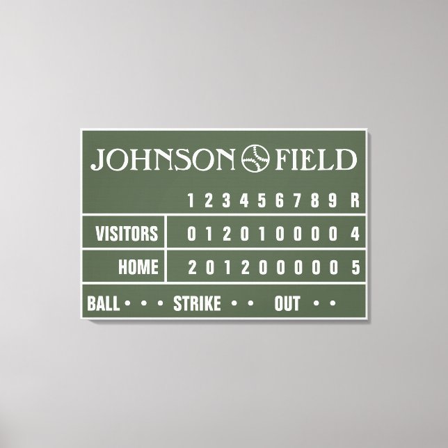 36" x 24" Baseball Scoreboard ummantelte Canvas Leinwanddruck (Vorderseite)