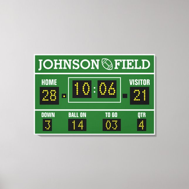 36" x 24" Personalisierter Fußballanzeiger Leinwanddruck (Vorderseite)