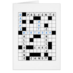 36e anniversaire, Crossword Puzzle carte d'anniver